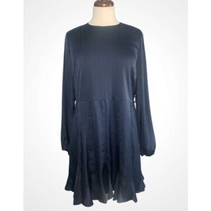 Adelyn Rae Navy Blue Crewneck Babydoll Shift Dress Dress Small